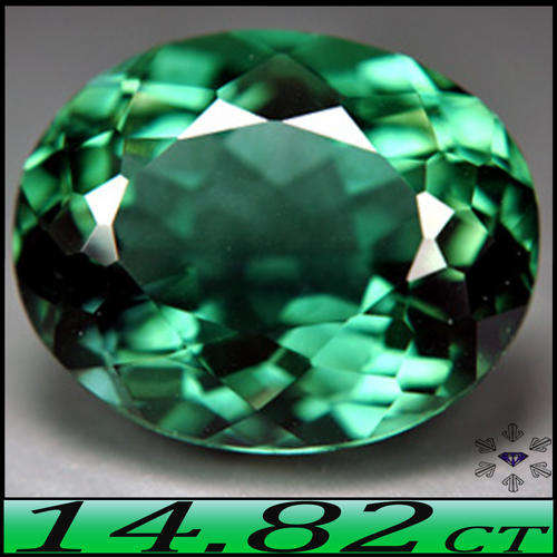 14.82CT BLUISH GREEN BRAZILIAN AMETHYST [IF] - FANCY BRILLIANT FACETED OVAL GEMSTONE