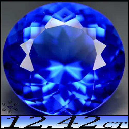 12.42CT TANZANITE BLUE COLOUR QUARTZ [IF] - FLAWLESS FANCY FACET ROUND GEMSTONE