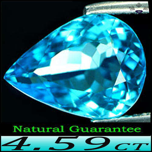 4.59ct Vivid Greenish Blue Brazilian Topaz - VVS - Natural Fancy Polished Pear Gemstone