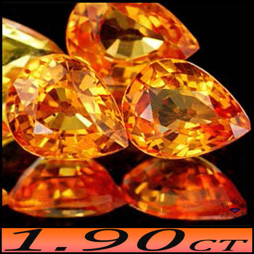 1.90ct Yellowish Orange Sapphire Pear Pair - VS - Two Matching Natural Tanzanian Gems (Heated)