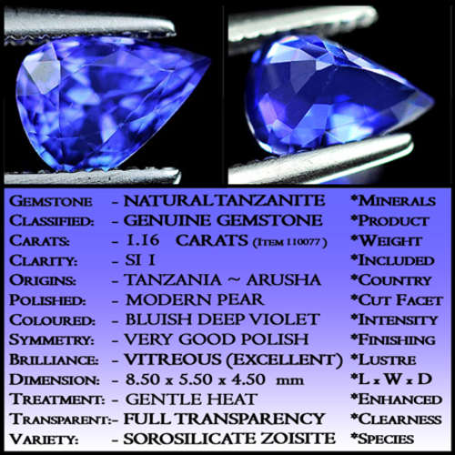 TANZANITE ~ QUALITY RARE PERFECTLY POLISHED FINE INVESTMENT GEMS.