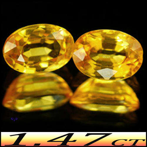 1.47ct Two Matching Tanzania Yellow Sapphire - VS - Natural Pair Ovals (Heat Only)