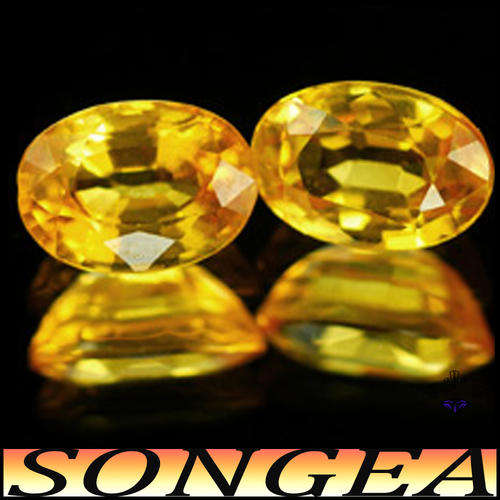 1.33ct Tanzanian Yellow Sapphire Pair - VS - Two Matching Natural Ovals