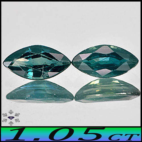 1.05ct Natural Greenish Blue Sapphire Pair - VS - Two Matching Thailand Marquise Gems (Heated)