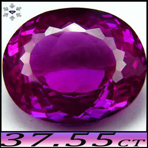 37.55ct Vivid Red Purple Sapphire Oval - VS - Dazzling Lab Created (Synthetic Corundum)