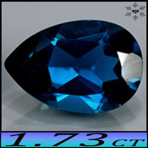 1.73CT INTERESTING INTENSE LONDON BLUE TOPAZ GEM - UNHEATED INTERNALLY FLAWLESS BRILLIANT PEAR
