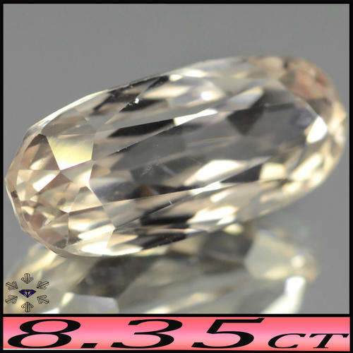 8.35ct Pinkish Light Yellow Afghanistan Kunzite - VS - Brilliant Precision Polished Elongated Oval