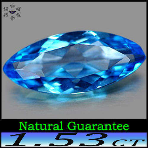 1.53ct Natural Brazilian Swiss Blue Topaz Gem - IF - Internally Flawless Fancy Facet Marquise