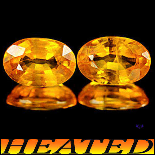 1.08ct Two Matching Songea Sapphire - SI - Pair Intense Orange Oval Gems