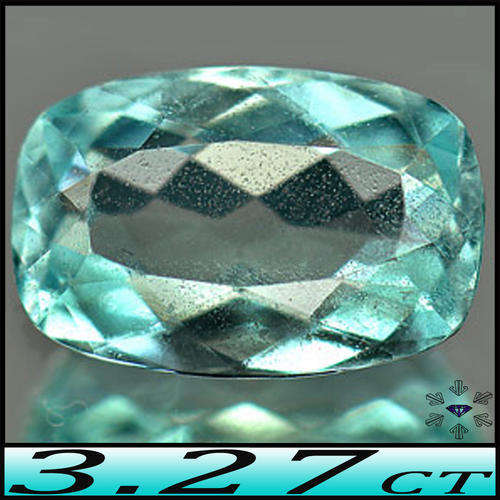 3.27ct Sky Blue Unheated Ceylon Aquamarine - VS - Fancy Modern Facetted Cushion Gem