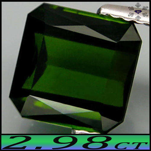 2.98ct Mozambique Square Scissor Tourmaline - VS - Fancy Slightly Bluish Intense Green Gem