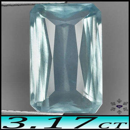 3.17ct Unheated Santa Maria Aquamarine Gem - SI - Light Sky Blue Fancy Scissor Facet Octagon