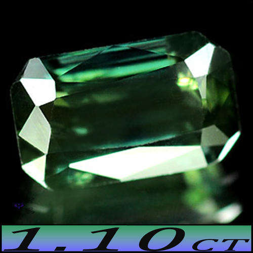 1.10ct Fancy Vivid Green Thailand Sapphire - VVS - Gorgeous Scissor Faceted Octagon (Heated)