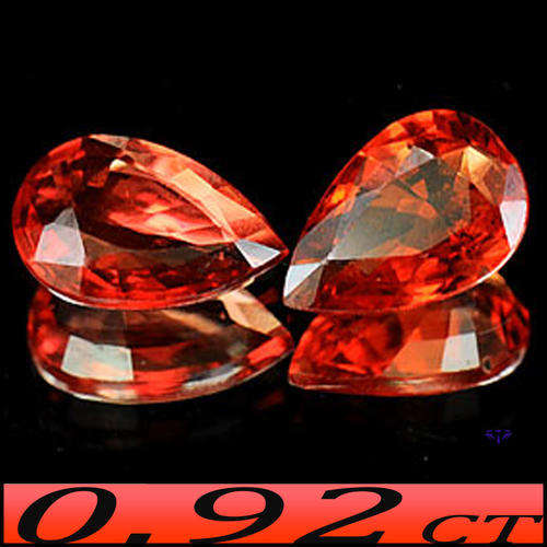 0.92ct Two Red Songea Sapphire Gems - VS - Combined Perfect Matching Pear Pair (Heated)