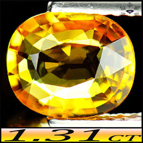 1.31ct Yellow Orangey Sapphire Gem - VS - Thailand Bangkaja Classic Mixed Oval
