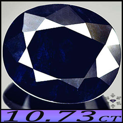 10.73ct Fancy Vivid Deep Blue Sapphire Gem - Diamond Facet Opaque Oval (Diffusion Heat)