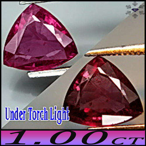1.00ct Rare Madagascan Sapphire Trilliant - SI - Pinkish To Dark Red Changing Gem (Heated)