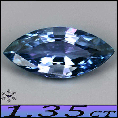 1.35ct Greenish Violet Vivid Blue Unheated Tanzanite - VS - Portuguese Facet Multi Colour Marquise