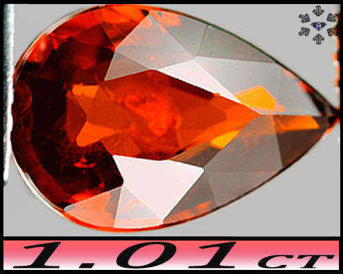 1.01ct Reddish Vivid Orange Sapphire - VVS - Natural Songea Tanzania Pear Gem (Heated)