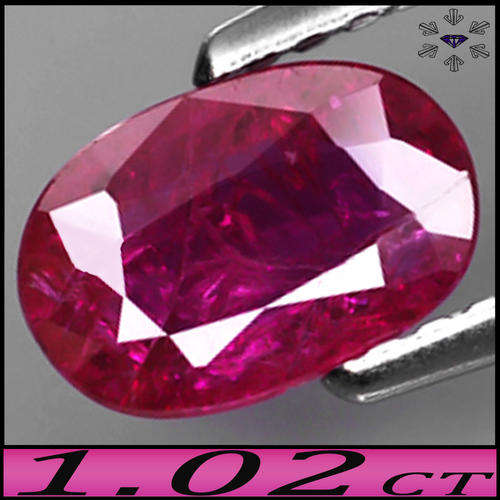 1.02ct Vivid Purplish Red Untreated Ruby Gem - Natural Cabo Delgado Mozambique Oval