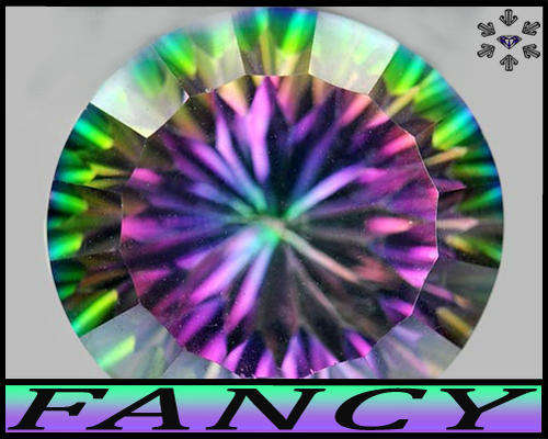 18.07ct Mystic Fire Green Brazilian Quartz Gem - VS - Precision Fancy Concave Faceted Round