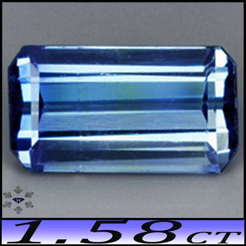 1.58ct Natural Clean Tanzanite Octagon - VVS - Exciting Violet Blue Gem With Green Fire
