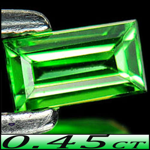0.45ct Internally Flawless Green Tsavorite - VVS - Natural Tanzania Step Facet Baguette Garnet