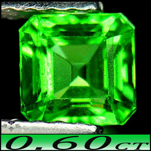 0.60ct Intense Green Tsavorite Garnet Gem - VS - Unheated Stunning Square Ascher