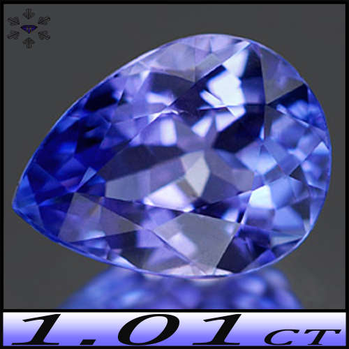 1.01ct Certified Internally Flawless Tanzanite - IF- Violetish Intense Blue Fancy Tanzania Pear