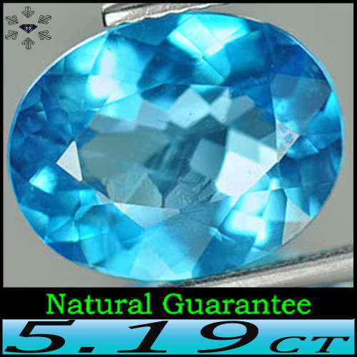 5.19ct Magical Brazilian Blue Topaz - VVS - Untreated Fancy Modern Oval Gem