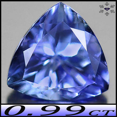 0.99ct Violet Intense Blue Fancy Tanzanite - VVS - Elegant Modern Faceted Trillion Gem