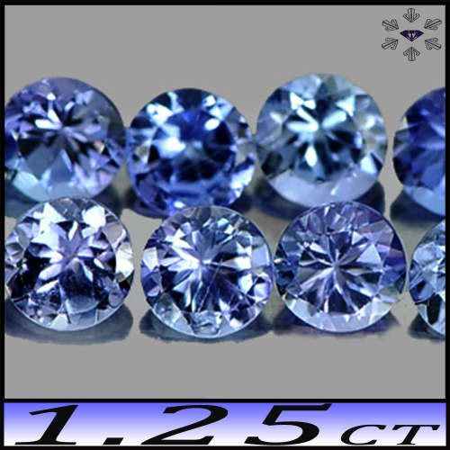 1.25ct Eleven Violet Intense Blue Tanzanite Gems - VS - Natural Matching Modern Rounds (Heated)