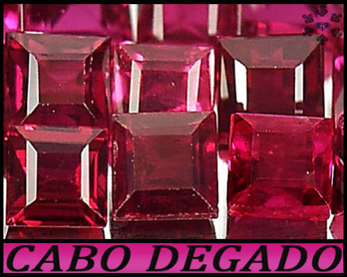 0.75ct Matching Purplish Pink Ruby Parcel - VS - Five Square Princess (Heat Only)