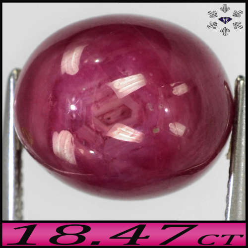 18.47ct Natural Indian Red Star Ruby - Two-Sided 6 Ray Opaque Cabochon (Heated)