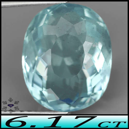 6.17ct Light Sea Foam Grreen-Blue Aquamarine - SI - Unheated Fancy Santa Maria Oval