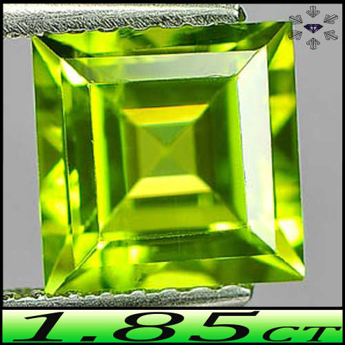 1.85ct Golden Green Pakistan Peridot - VVS - Unheated Step Faceted Square Gem
