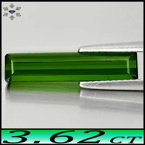 3.62ct Untreated Nigeria Tourmaline Gem - VS - Medium Deep Green Stepped Baguette