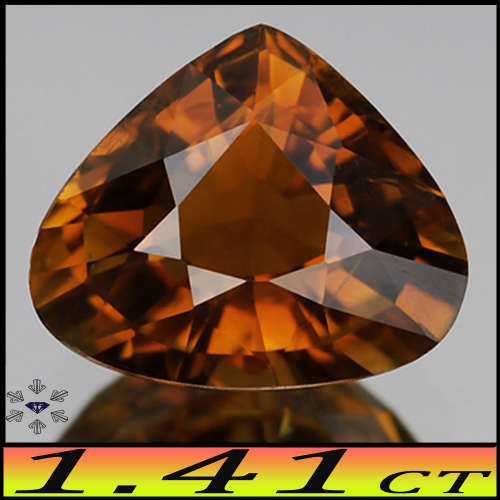 1.41ct Unheated Fancy Dravite Tourmaline - VS - Very Slightly Greenish Vivid Orange Pear