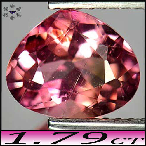 1.79ct Reddish Deep Pink Tourmaline Gem - SI - Unheated Perfect Oro Nigeria Pear