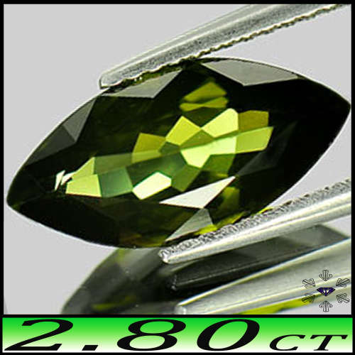 2.80ct Fancy Unheated Nigeria Tourmaline - VS - Slightly Yellowish Green, Diamond Facet Marquise