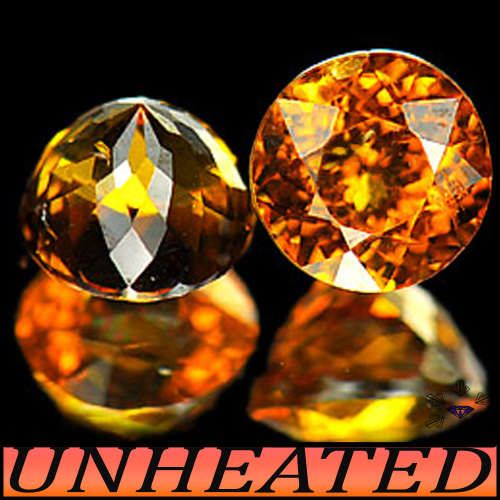 1.35ct Two Matching Malay Garnets - VS - Cinnamon Orange Round Pair
