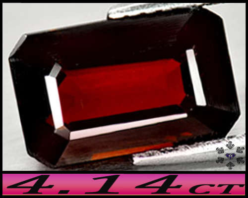 4.14ct Unheated Orangish Red Garnet - SI - African Spessartine Octagon Gem