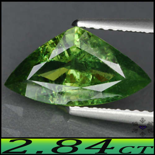 2.84ct Unheated Madagascan Demantoid - I1 - Medium Dark Green Trilliant Garnet