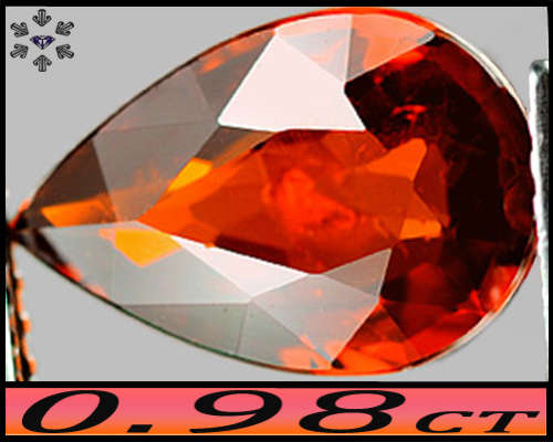 0.98ct Vivid Reddish Orange Sapphire Pear- VVS - Magical Clean Tanzania Gem (Heated)