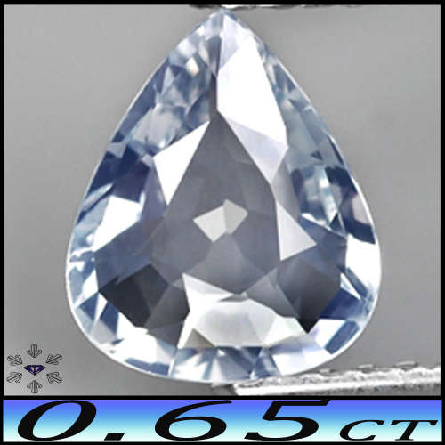 0.65ct Unheated Light Bluish Sapphire - VS - Tanzania Modern Mix Faceted Pear