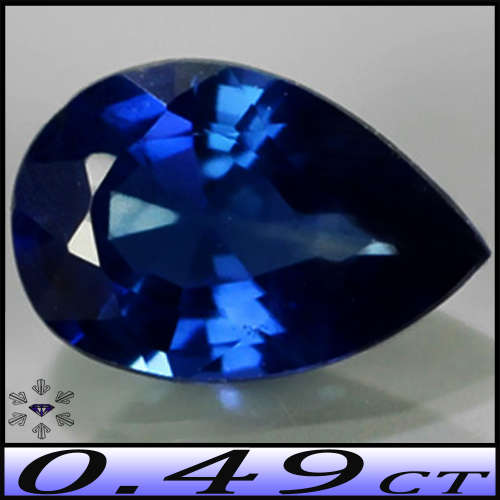 0.49ct Brilliant Intense Blue Sapphire - VS - Winza Tanzania Pear (Gentle Heat)