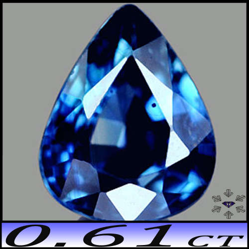 0.61ct Gem Medium Deep Blue Sapphire - VS - Brilliant Fancy Pear (Heated Gently)