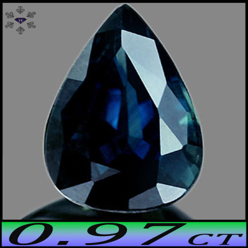 0.97ct Natural Greenish Intense Blue Sapphire - VVS - Gorgeous Madagascan Pear (Heated)