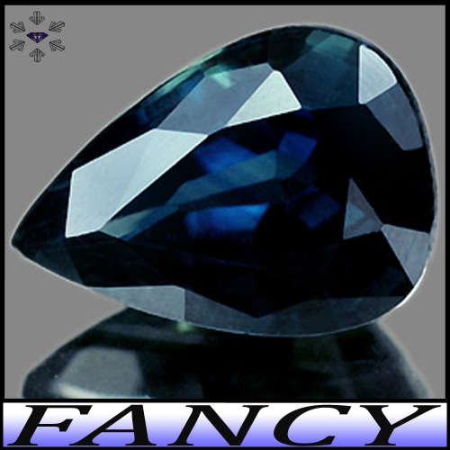 0.91ct Greenish Intense Blue Sapphire - VVS - Lusterous Madagascan Pear (Heated)