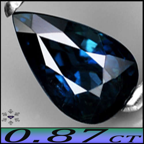 0.87ct Vivid Greenish Blue Clean Sapphire - SI - Unheated Winza Mixed Facet Pear